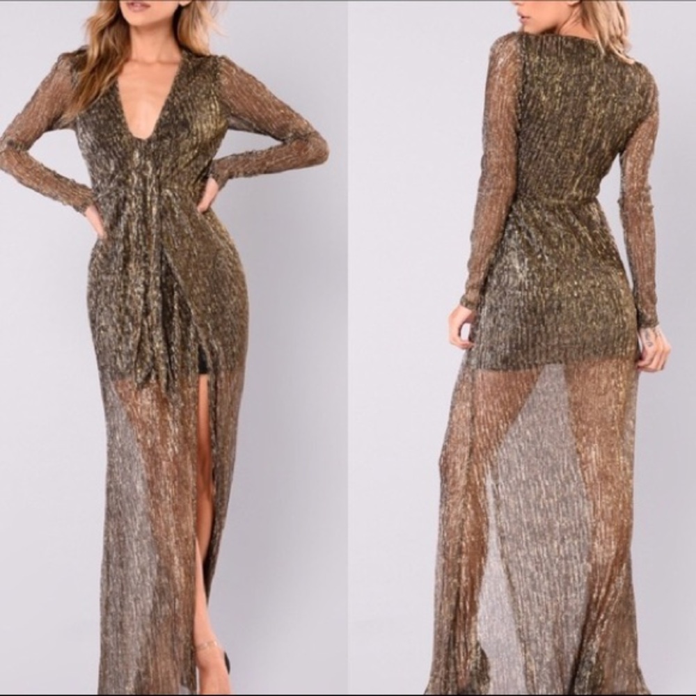Fashion Nova shimmery long sleeve dress